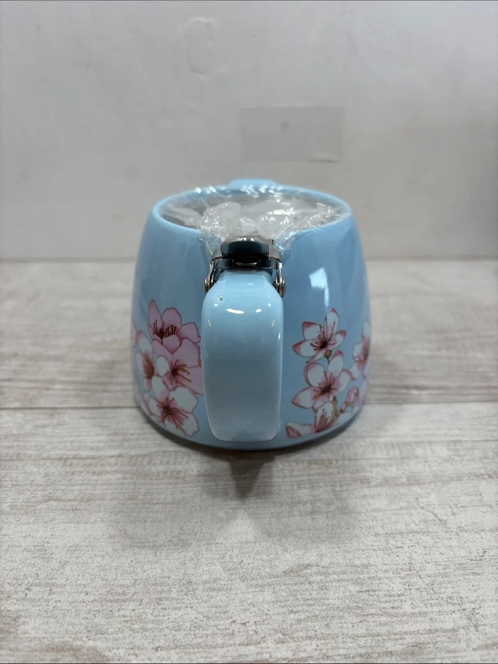 Alfred Cherry Blossom Blue Ceramic Teapot Stainless Steel Infuser NIB